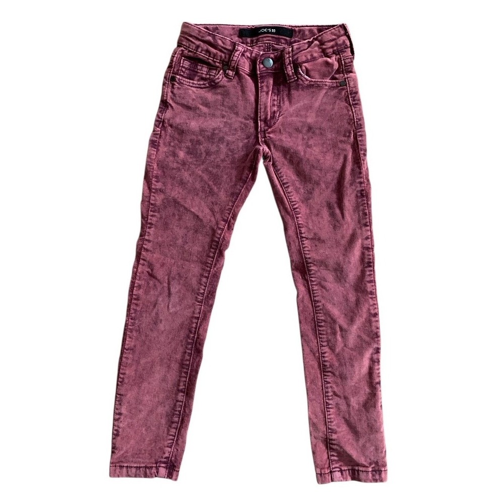 Joe's Jeans Skinny Pants Kids Size 5 Burgundy Acid Wash Grunge Style Fall Edgy